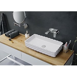 remotion table top designer wash basin over counter vessel sink counter top glossy wash basin for bathroom and living room blue 24 x 14 x 5 inch