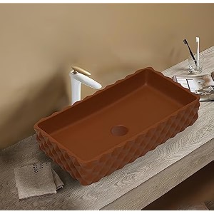 remotion table top designer wash basin over counter vessel sink counter top glossy wash basin for bathroom and living room blue 24 x 14 x 5 inch