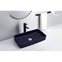 REMOTION Table Top Designer Wash Basin Over Counter Vessel Sink Counter Top Glossy Wash Basin For Bathroom And Living Room (Blue, 24 X 14 X 5 Inch)