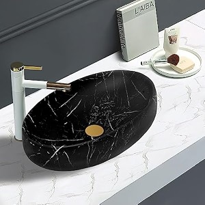 remotion wash basin countertop  tabletop ceramic bathroom sink  oval shape wash basin for bathroom  ceramic wash basin matt black