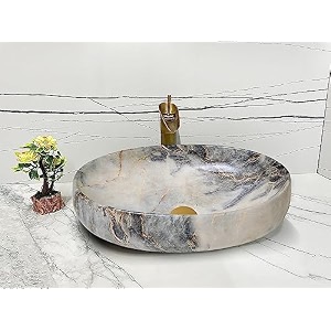 remotion wash basin countertop  tabletop ceramic bathroom sink  oval shape wash basin for bathroom  ceramic wash basin marble beige