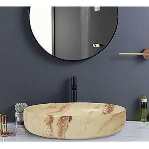 remotion wash basin countertop  tabletop ceramic bathroom sink  oval shape wash basin for bathroom  ceramic wash basin beige