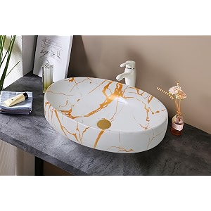 remotion wash basin countertop  tabletop ceramic bathroom sink  oval shape wash basin for bathroom  ceramic wash basin white gold
