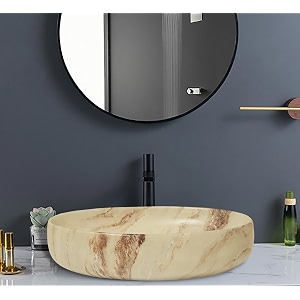 remotion wash basin countertop  tabletop ceramic bathroom sink  oval shape wash basin for bathroom  ceramic wash basin beige