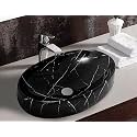REMOTION Wash Basin Countertop | Tabletop Ceramic Bathroom Sink | Oval Shape Wash Basin For Bathroom | Ceramic Wash Basin (Beige)