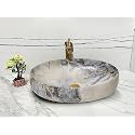 REMOTION Wash Basin Countertop | Tabletop Ceramic Bathroom Sink | Oval Shape Wash Basin For Bathroom | Ceramic Wash Basin (Marble Beige)