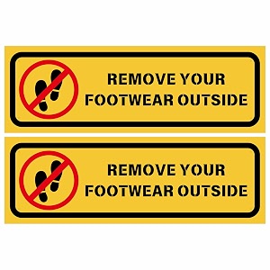 remove your footwear outside sign sticker 205 x 7 cm  peel amp stick door sign with 4 pre-made holes  easy wall mount for home office amp shops  pack of 2 remove your footwear small - 205 x 7 cm