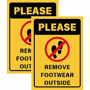 remove your footwear outside sign sticker board 205 x 145 cm  pack of 2  waterproof indoor outdoor notice sign remove your footwear medium -205 x 145 cm