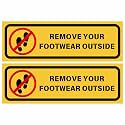 Remove Your Footwear Outside Sign Sticker (20.5 x 7 CM) – Peel &amp; Stick Door Sign with 4 Pre-Made Holes – Easy Wall Mount for Home, Office &amp; Shops – Pack of 2 (Remove Your Footwear, Small - 20.5 X 7 CM)