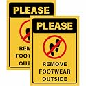 Remove Your Footwear Outside Sign Sticker Board (20.5 x 14.5 CM) – Pack of 2 | Waterproof Indoor Outdoor Notice Sign (Remove Your Footwear, Medium -20.5 x 14.5 CM)
