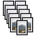 Rempry 5X7 Picture Frames Set of 11, Black 5x7 Photo Frames without Mat or Displays 4X6 Picture with Mat, Wall Mount or Tabletop Display for Home, Office
