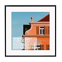Rempry 18x18 Picture Frame, Display Pictures 14x14 with Mat or 18x18 Without Mat, Wall Hanging or Tabletop Square Photo Frame, Black, 1 Pack