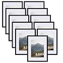 Rempry 8.5X11 Certificate Picture Frames Set of 11, Black 8.5x11 Photo Frames without Mat or Displays 6X8 Picture with Mat, Wall Mount or Tabletop Display for Home, Office