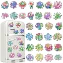 Remuuly 30 Pcs Succulent Diamond Painting Magnets Diamond Art Magnets Kits