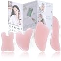 Rena Chris Guasha Massage Tool, 4 pcs Gua Sha Facial Tool, Guasha Board for SPA Acupuncture Therapy Trigger Point Treatment, Gua Sha Scraping Massage Tool (Pink)