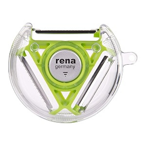 rena germany peeler for vegetables - fruit slicer - ideal for creating serrated juliennes - stainless steel blades - blade types plain serrated amp julienne