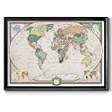 Renditions Gallery Colorful World Map Canvas Wall Art with Black Frame Wall Hanging Travel Map with Push Pins for Home, Office, Classroom