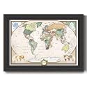Renditions Gallery Colorful World Map Canvas Wall Art with Black Frame Wall Hanging Travel Map with Push Pins for Home, Office, Classroom