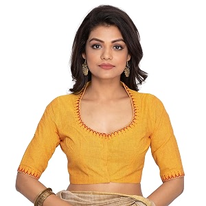 RENE Womens Cotton Embroidered Half Sleeve Blouse
