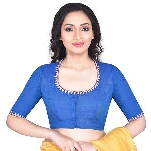 RENE Womens Cotton Embroidered Half Sleeve Blouse