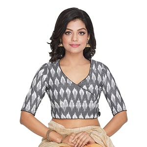 RENE Womens Cotton Ikat Print Half Sleeve