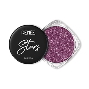 renee stars face amp body glitter -pink 5 gm- safe skin friendly cruelty free light-reflecting sparkle long lasting lightweight makeup look for parties music festival easy to apply amp remove
