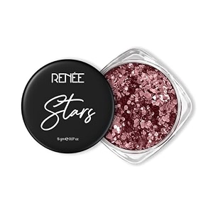 renee stars face amp body glitter - rose gold 5 gm- safe skin friendly cruelty free light-reflecting sparkle long lasting lightweight makeup look for parties music festival easy to apply amp remove
