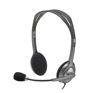 logitech renewed h110 stereo wired headsetover-ear over ear wired headphones black amp grey