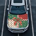 Renewold Car Hood Cover for Automobile Fit Most Sedan Christmas Bow Holly