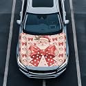Renewold Car Hood Cover Christmas Santa Claus Bow Decorative Wrap Blanket