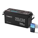 Renogy 12V 200Ah Bluetooth Lifepo4 Battery, Bulit in 200A BMS Lithium Deep Cycle Battery, 400A Peak Power Surge for Off Grid Life, Backup Power for RV, Camping, Cabin, Marine