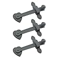 Renovators Supply Manufacturing Black Wrought Iron Heart Style Flip Gate Latch 4 in Rust Resistant Barn Door Lock Pack of 3