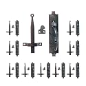 Renovators Supply Manufacturing Black Cast Iron Norfolk Door Latches Traditional Gate Or Door 8" Tall Thumb Latches Black Powder Coated Two Sided Gate Latch Locks with Mounting Hardware Pack of 10