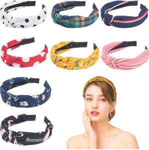 renu enterprises korean style solid shimmer fabric knot plastic hairband headband for girls and woman pack of 6 hair band multicolor