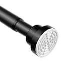 Renva 80 To 140 CM Shower Pole Extendable No Drill Tension Rods for Curtains Extendable Curtain Poles Shower Curtain Railfor Bathroom, Window, Door, Wardrobe (Black S S, 80-140 CM)