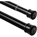Renva 125 To 235 CM Shower Pole Extendable No Drill Tension Rods for Curtains Extendable Curtain Poles Shower Curtain Railfor Bathroom, Window, Door, Wardrobe (Full Black, 125-235 CM)