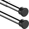 Renva Shower Pole Extendable No Drill Tension Rods for Curtains Extendable Curtain Poles Shower Curtain Railfor Bathroom, Window, Door, Wardrobe (Black, 105-190CM)