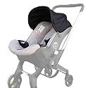 Replacement Canopy &amp; Seat Cushion Set Compatible with Doona+ Car Seat Stroller - Sunshade Cover &amp; Textile Fabric Accessories - Breathable, Machine Washable (Black&amp;Beige)