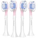 Replacement Heads for Philips Sonicare ProtectiveClean 4100 5100 6100 DiamondClean 9500 ExpertClean 7500 FlexCare HealthyWhite Electric Sonic Toothbrush C3 G3 W3 C2 G2, LightPink, 4 Pack