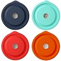 Replacement Lids for Pyrex 7200-PC 2 Cup, Silicone Round Storage Cover Lid for Anchor Hocking Glass Bowl 4 Pack with Date Mark