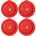 Replacement Lids for Pyrex 7200-PC 2 Cup, Silicone Round Storage Cover Lid for Anchor Hocking Glass Bowl 4 Pack with Date Mark Red