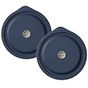 Replacement Lids for Pyrex 7201-PC 4 Cup, Silicone Round Storage Cover Lid for Anchor Hocking Glass Bowl 2 Pack with Date Mark Dark Blue