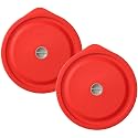 Replacement Lids for Pyrex 7201-PC 4 Cup, Silicone Round Storage Cover Lid for Anchor Hocking Glass Bowl 2 Pack with Date Mark Red