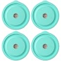 Replacement Lids for Pyrex 7201-PC 4 Cup, Silicone Round Storage Cover Lid for Anchor Hocking Glass Bowl 4 Pack with Date Mark Turquoise