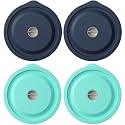 Replacement Lids for Pyrex 7201-PC 4 Cup, Silicone Round Storage Cover Lid for Anchor Hocking Glass Bowl 4 Pack with Date Mark