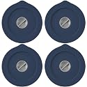 Replacement Lids for Pyrex 7202-PC 1 Cup, Silicone Round Storage Cover Lid for Anchor Hocking Glass Bowl 4 Pack with Date Mark Dark Blue
