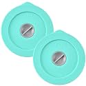 Replacement Lids for Pyrex 7202-PC 1 Cup, Silicone Round Storage Cover Lid for Anchor Hocking Glass Bowl 2 Pack with Date Mark Turquoise