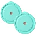 Replacement Lids for Pyrex 7402-PC 7 Cup, Silicone Round Storage Cover Lid for Anchor Hocking Glass Bowl 2 Pack with Date Mark Turquoise