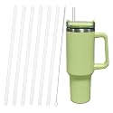 Replacement Straw Compatible with Stanley 40 oz 30 oz Cup Tumbler, 6 Pack Reusable Straws for Stanley 40 oz Tumbler with Handle, Straws with Cleaning Brush for Stanley Accessories, Plastic, Clear