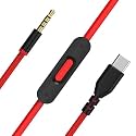 Replacement USB C to 3.5mm Audio Cable Compatible with Beats Solo 4, Solo3, Solo2, Studio Pro, Studio3/2, Pro, Mixr, Aux Cord with Inline Mic and Volume Control for iPhone 15/16, iPad, PC (Black Red)